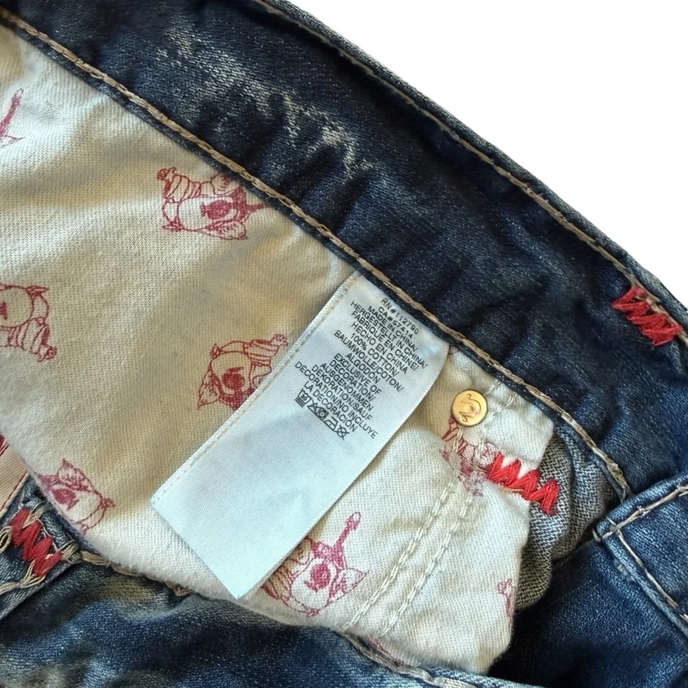 RARE VTG Y2K True Religion Mens Dark Desire Red Tan Rope Stitch Jeans 40x32